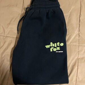 White Fox Navy Joggers with Lime Logo